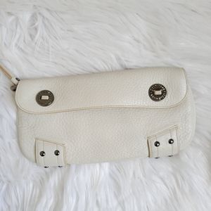 Cole Haan Off-White Pebbled Leather Wristlet Clutch